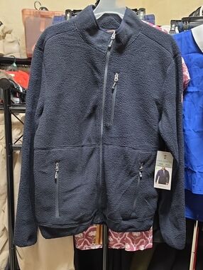 Nwt $90 Retail Free Country Men's Dark Navy Full-Zip Sherpa Jacket